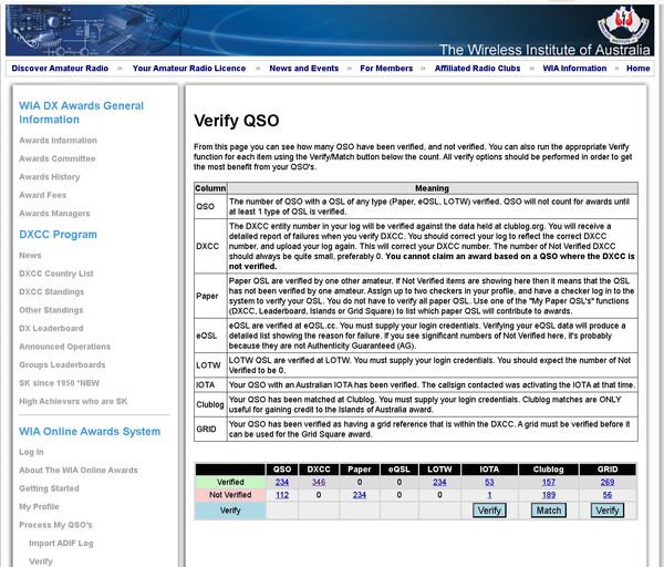 WIA online systremのデータ照合画面